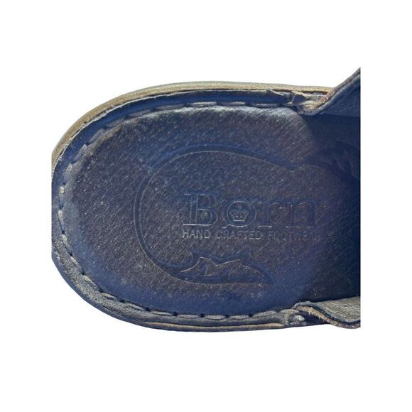 BORN Brown / Gray Leather Slip On Clog Women's Size 10 Shoe Mule Buckle Strap - Picture 7 of 16